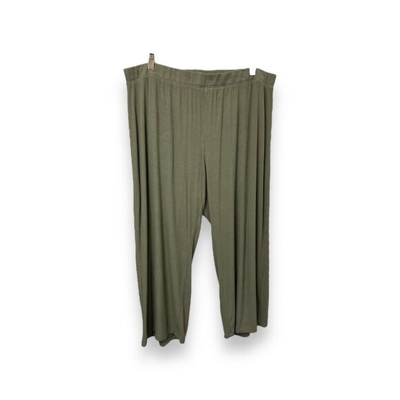 Divided H&M Women’s Ribbed Wide Leg Basic Casual Pants, Olive Green size XXL - Picture 1 of 10